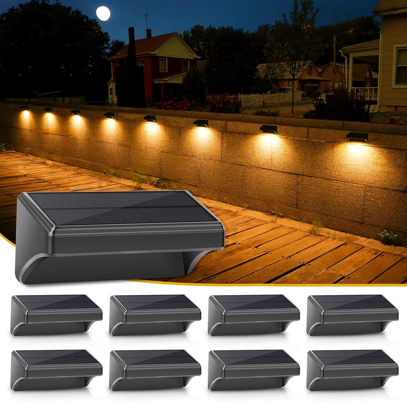 Aulanto Solar Fence Lights 8 Pack-Plus,100 Lumen Big Outdoor Solar Light IP65 Waterproof, Warm White and 10 RGB Modes,Fence Lights Otdoor Solar Lighting for Backyard,Garden,Fence,Wall,Deck,Stairs. - Image 1